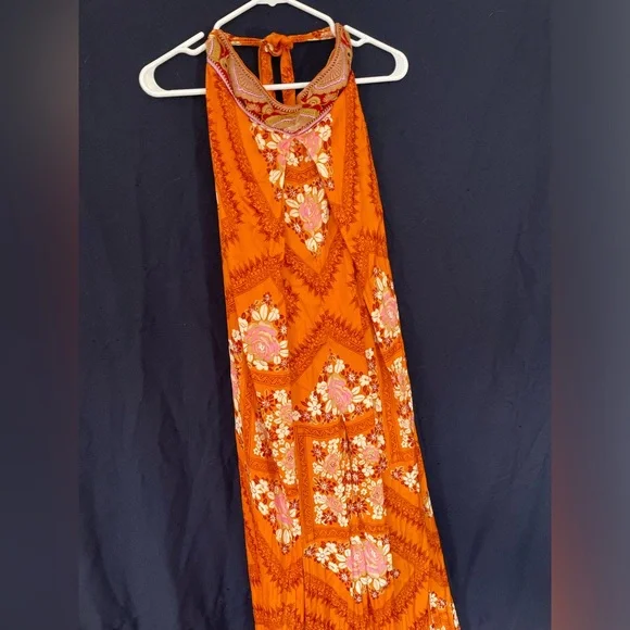 chinese dress ladies Free People Blue & Orange Floral Maxi Dress